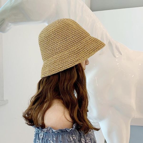 

women summer hat simple foldable wide brim floppy girls straw sun beach uv protect travel vacation cap lady female beanies