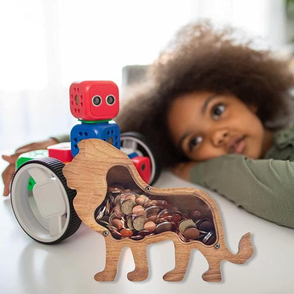 

decorative objects & figurines animal wooden piggy bank creative cartoon transparent acrylic gift ornaments children christmas