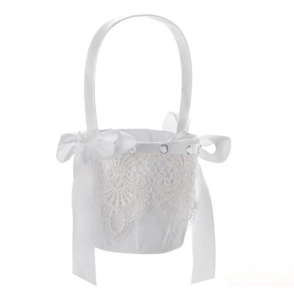 

decorative flowers & wreaths wedding white bride woven flower basket supplies lace girl portable