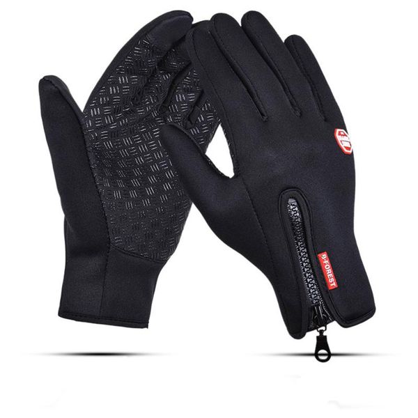 

cycling gloves mens winter warm touch screen fishing waterproof lady ski autumn breathable sport ridding windproof women non-slip, Black