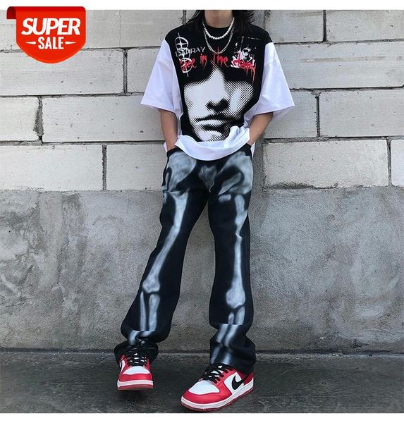 

uncledonjm 2021 designer pants men clothing women streetwear graffiti jeans trousers skeleton denim hip hop t2-a213 #xb7a, Blue