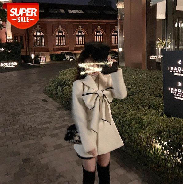 

bowknot/beautiful girl 2.0 non-ball and non-shedding woolen coat #7p9c, Black