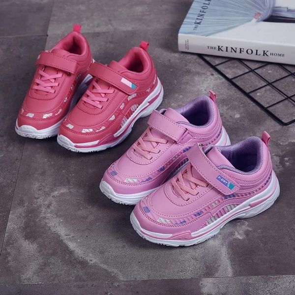 

fashion baby girls sneakers kids sports running classic children tenis pink pu leather casual walking shoes boys athletic & outdoor, Black