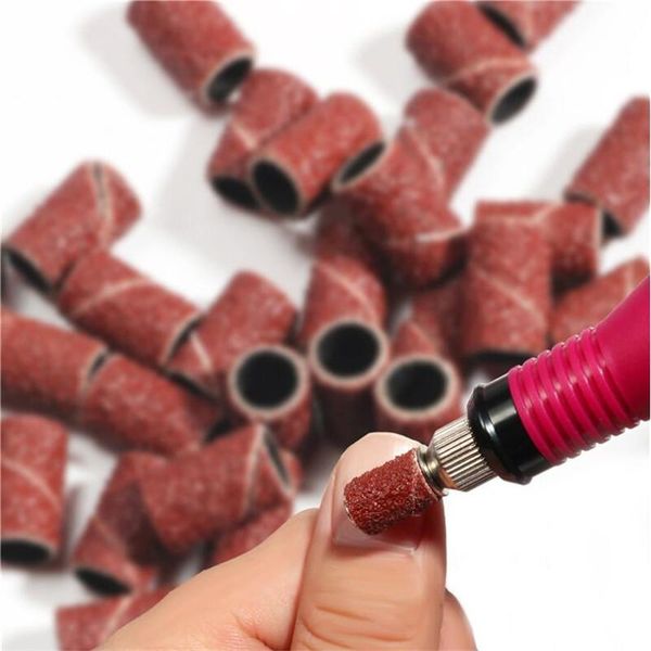 

nail art equipment 100pcs 80#/120#/180# sanding bands file 6mm for uv gel acrylic polish remover electric machine drill bit, Silver
