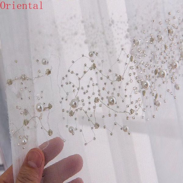 

beautiful 3d pearl series gray tulle curtains for bedroom diamond bright white sheer window living room kitchen curtain & drapes