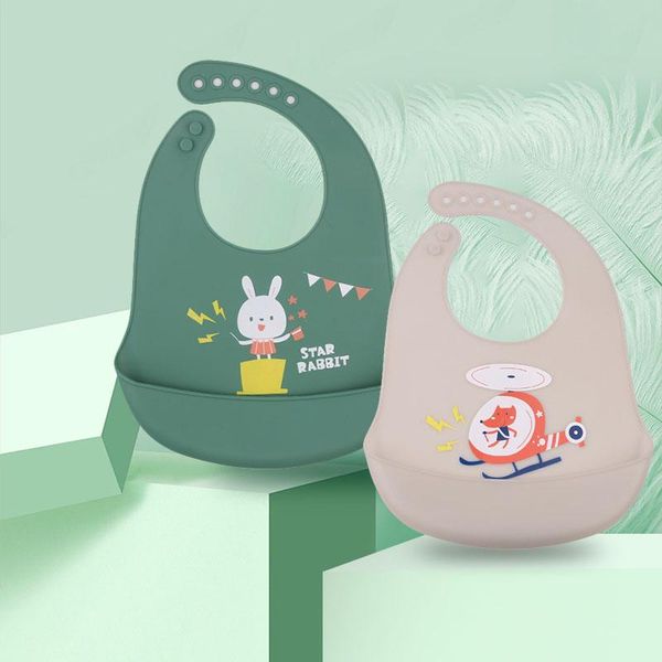 

bibs & burp cloths cartoon printed baby bib soft silicone waterproof kids feeding adjustable infant boy girl cloth towel stuff