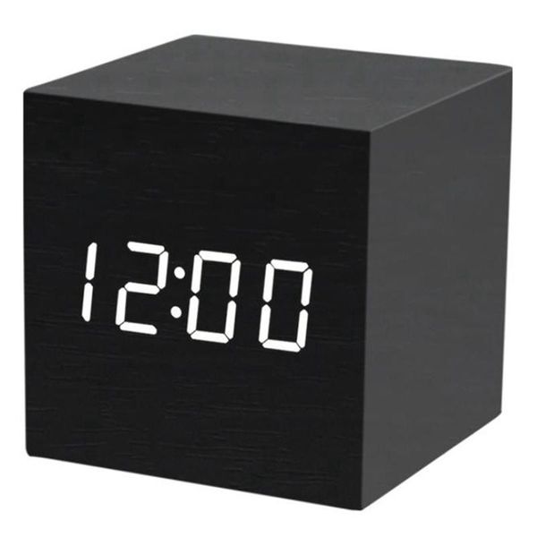 

other clocks & accessories square wooden clock led retro creative voice-activated alarm children's electronic small digital