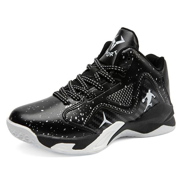 

boys basketball shoes soft non-slip kids sneakers thick sole childrens sport kid outdoor trainer boots, Black;grey