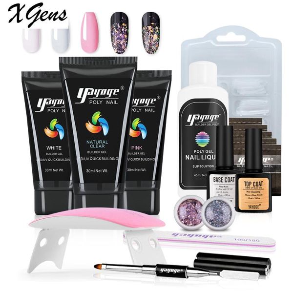 

nail gel xgens poly kit quick building for extension white clear pink acrylic uv tip enhancement manicure art, Red;pink