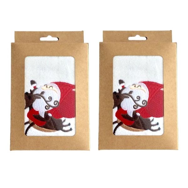 

towel 2pcs soft daily year water absorbent cute christmas pattern home embroidered bath bathroom cotton blend holiday gift