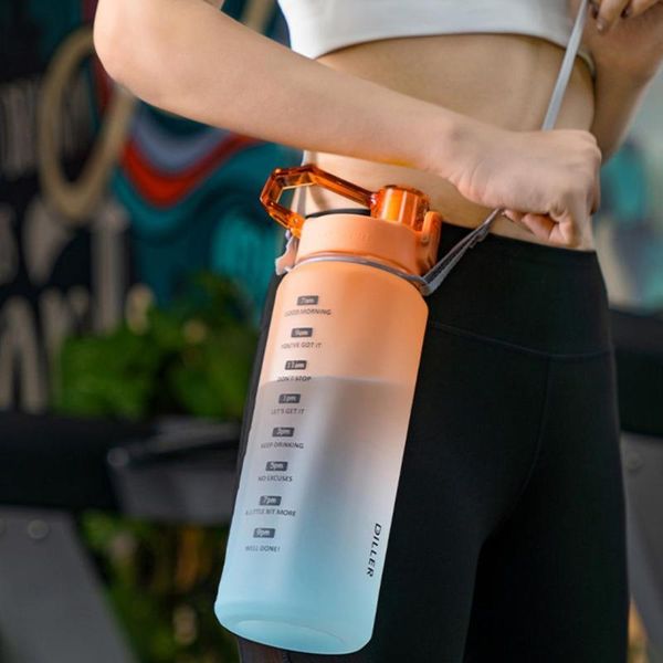 

water bottles with handle straw practical leak-proof bpa drinking bottle compact sport flip lid for fitness