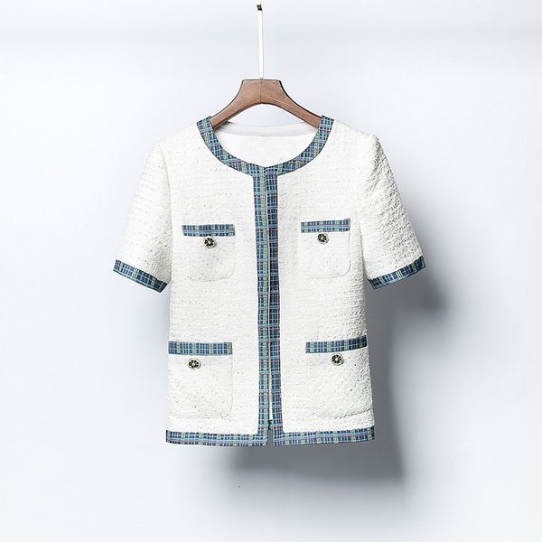 

skirts 2021 summer france elegant ol-neck tweed coat brand short sleeves jackets b932, Black