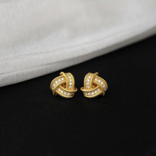 

stud yc3766e s925 silver fashion french 4a zircon stereo geometry ear girl's gift party banquet women's jewelry earrings 2021, Golden;silver