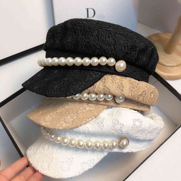 

new hand made jacquard cap with lace top, Black;white