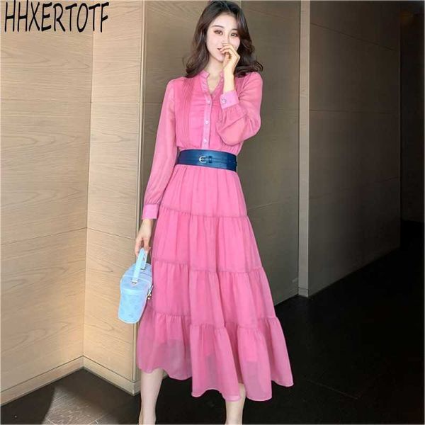 

summer fashion casual temperament women long sleeve v collar high waist casual dress vestidos plus size 210531, Black;gray