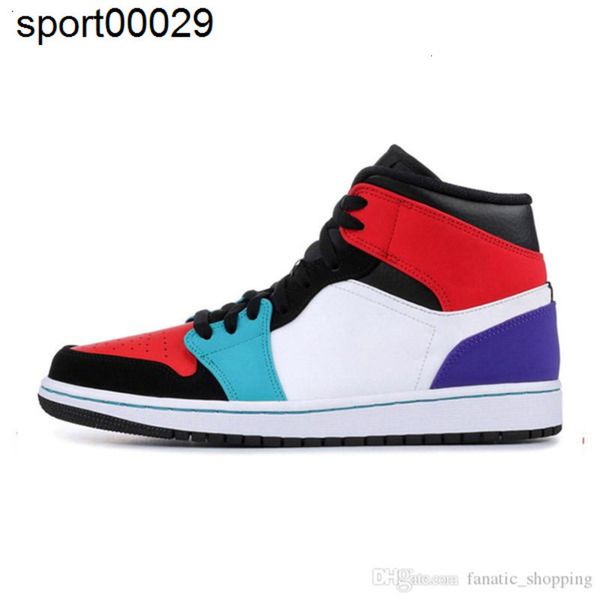 

new men basketball shoes jumpman 1 1s bred royal black chicago toe court purple white mid light smoke grey pale ivory chaussures trainen3d4i