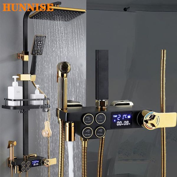 

bathroom shower sets cold set led digital system wall mount smart thermostatic bath faucet square rainfall head