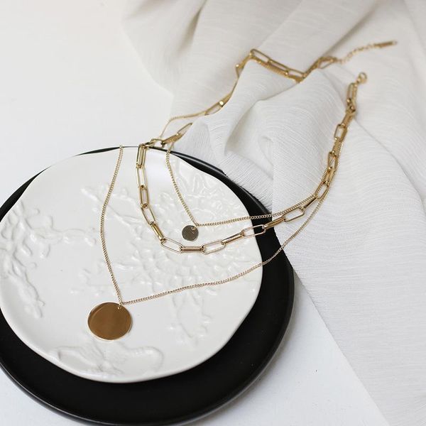 

chains davini vintage multi-layer chain choker necklace titanium steel gold color pendant necklaces statement jewelry mg473, Silver