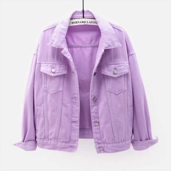 

women's jackets plus size denim jacket spring autumn short coat pink jean casual purple yellow white loose outerwear, Black;brown