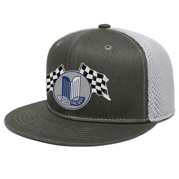 

tr-iumph tr6 flags flat brim trucker cap custom vintage baseball hats triumph motorcycles logo windy city motorcycle logo club, Blue;gray