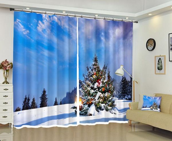 

curtain & drapes babson snow christmas tree 3d digital printing diy po shading