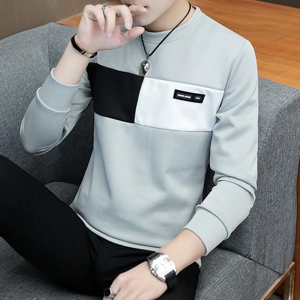 

men t shirt casual long sleeve men's basic tees stretch mens clothing chemise homme t-shirts, White;black