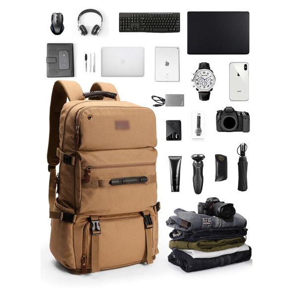 

vintage canvas backpack waterproof travel large capacity rucksack 80l tactical