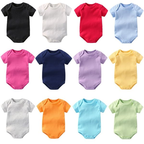 Abiti colorati per neonato Tutina per bambina 100% cotone Camicie per neonato unisex Tute per ragazzi in bianco Abbigliamento intero 210413