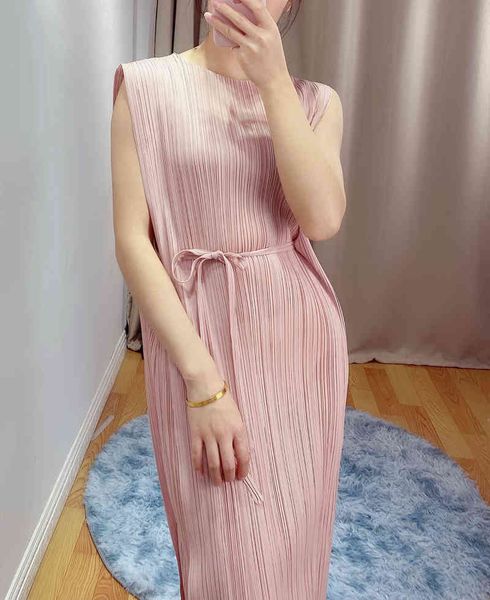 

dresses summer pp series was thin miyak fold fashion round neck sleeveless slim lace midi dress tied, Black;gray
