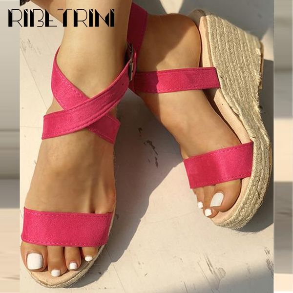 

sandals retro female thick bottom party shoes platform wees buckle straw heel women summer ins sandals, Black