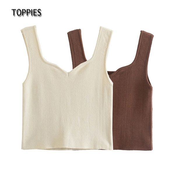 

summer sleeveless knitted tank woman camisole ladies slim solid color 210421, White