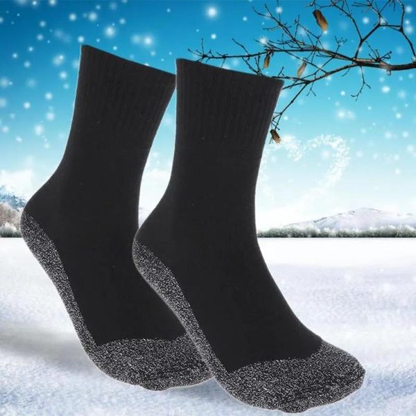 

1pair 35 degree winter thermal heated socks aluminized fibers thicken super soft comfort keep foot warm ski, Black