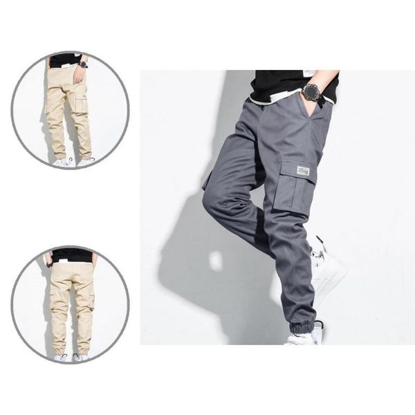 

men's pants loose great streeatwear autumn thermal men side pockets for home, Black