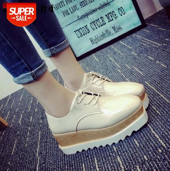 

ribetrini fashion female round head vulcanize lace up wedges platform vulcanized women spring silver thick bottom shoes woman #zv3b