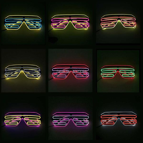 

fashion sunglasses frames 2 colors combined women shutter led luminous glasses frame halloween carnival el, Black