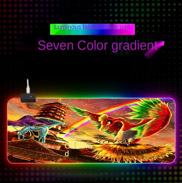 

mouse pads & wrist rests led light gaming pad rgb colorful large keyboard cover non-slip rubber base computer carpet desk mat