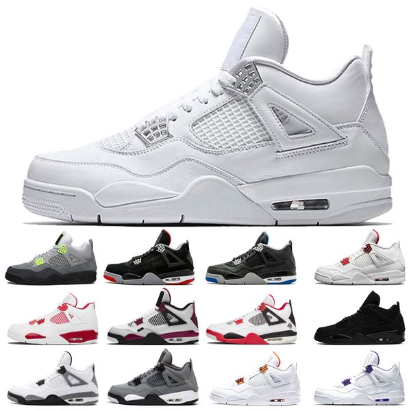 

2021 new basketball shoes 4s man cat taupe haze shimmer desert moss white oreo cement university blue sail pine green travis bred diy neon o