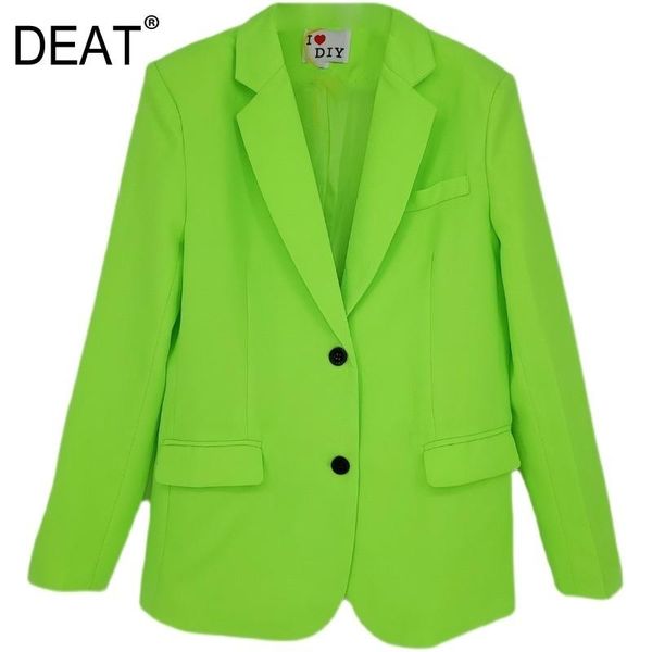 

women's suits & blazers deat summer women clothes high waist single breasted notched light green pockets loose fits female blazer wp908, White;black