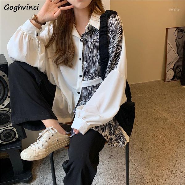 

women's blouses & shirts women streetwear oversize asymmetrical designers batwing sleeve turn down collar patchwork all-match korean st, White