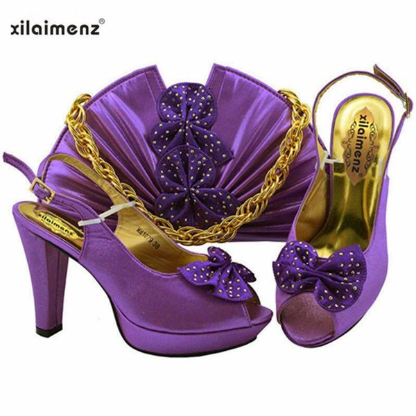 

dress shoes purple color spring specia design spike heels african ladies and bag set mature style super high sandals for party, Black