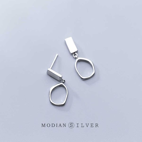 

classic irregular oval dangle earring for women pure 925 sterling silver simple geometric square fine jewelry 210707