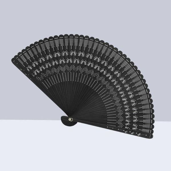 

other home decor bamboo vintage fan silk handheld foldable elegant gift for ladies (black)