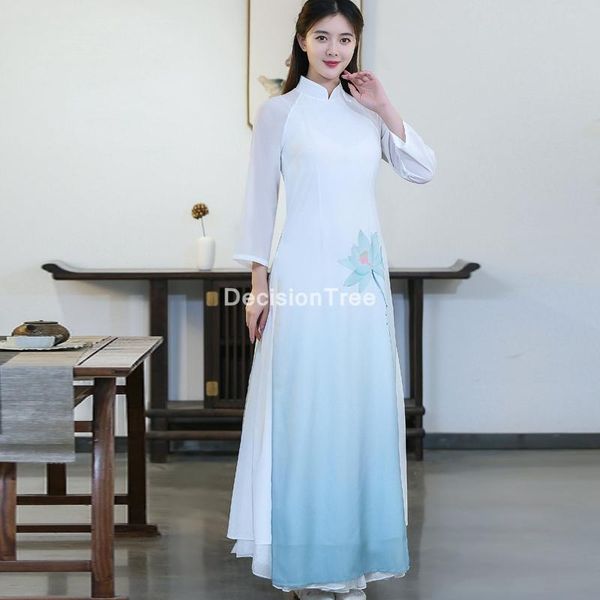 

aodai vietnam cheongsam qipao chinese dress for women traditional floral elegant ao dai oriental party ethnic clothing, Red