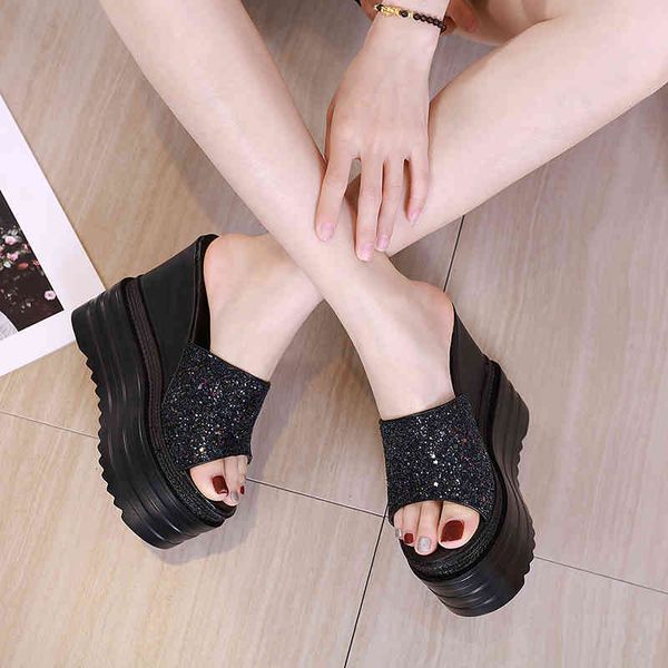 

sandals vero feminino nova moda calado de salto alto plataforma mulher sandlias cunha senhoras, Black
