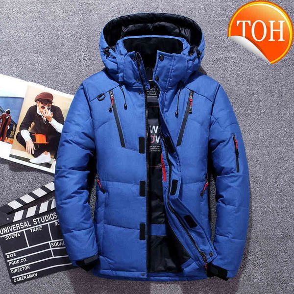 

degree winter jacket men -20 white duck down parkas men's thick warm snow overcoat windbreaker hooded coat hombre, Black