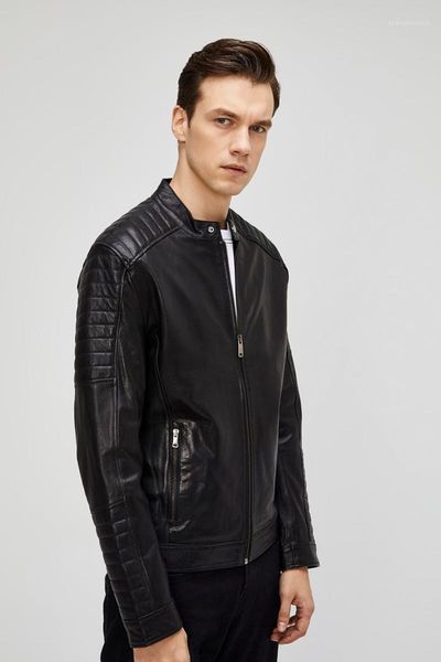 

men's leather & faux black genuine jacket