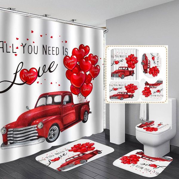 

love printing shower curtain home decoration bathroom waterproof anti-skid polyester lovers wedding curtains