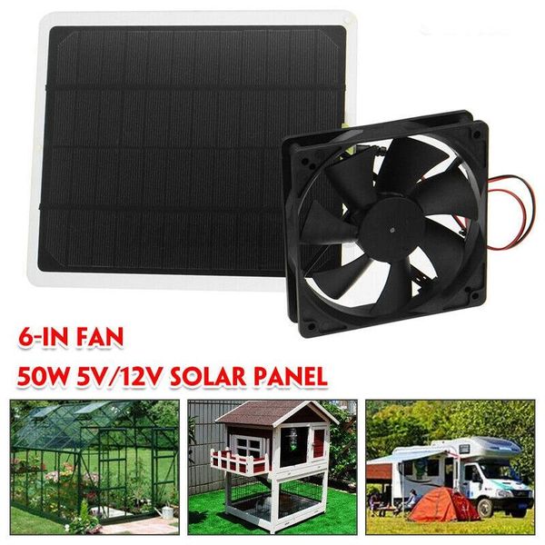 

solar exhaust fan 50w 6 inch mini ventilator ip65 waterproof panel powered for car, greenhouses, pet houses atv parts