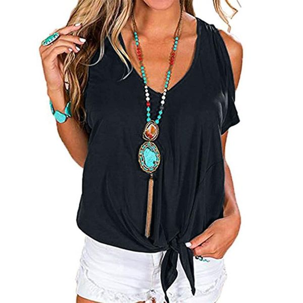 

women's t-shirt for women 2021 casual fashion solid v-neck strapless kink hem short sleeve camisetas mujer verano sexy, White