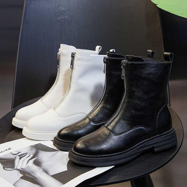 

boots women's front zipper of spring and autumn product 2021, Black